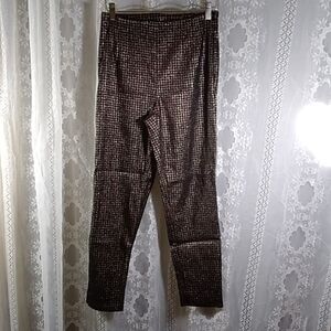 Time & Tru Black And Sparkle Gold Houndstooth Skinny Stretch Pants Sz 8